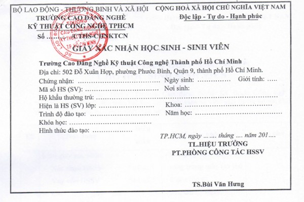 Giấy chứng nhận sinh viên